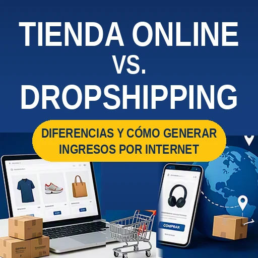 Comparación entre tienda online y dropshipping para vender productos por Internet.