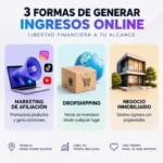 Tres formas de generar ingresos online mediante marketing de afiliación, dropshipping y negocio inmobiliario