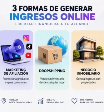 Tres formas de generar ingresos online mediante marketing de afiliación, dropshipping y negocio inmobiliario